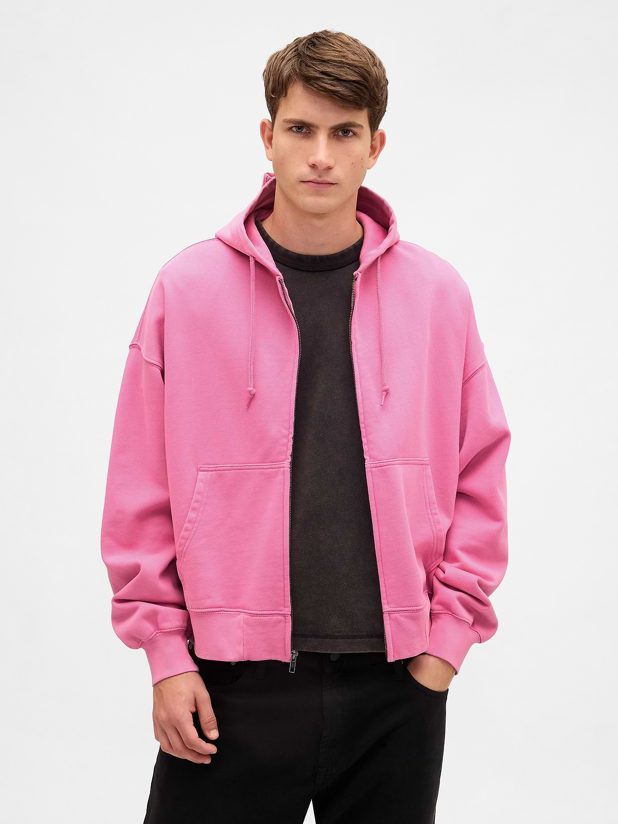 Adult Heavyweight Oversized Crop Zip Hoodie | Gap