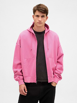 Adult Heavyweight Oversized Crop Zip Hoodie