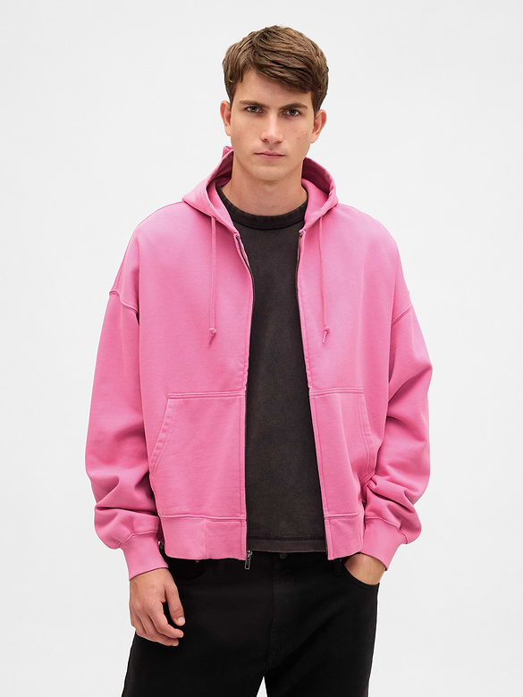 Adult Heavyweight Oversized Crop Zip Hoodie
