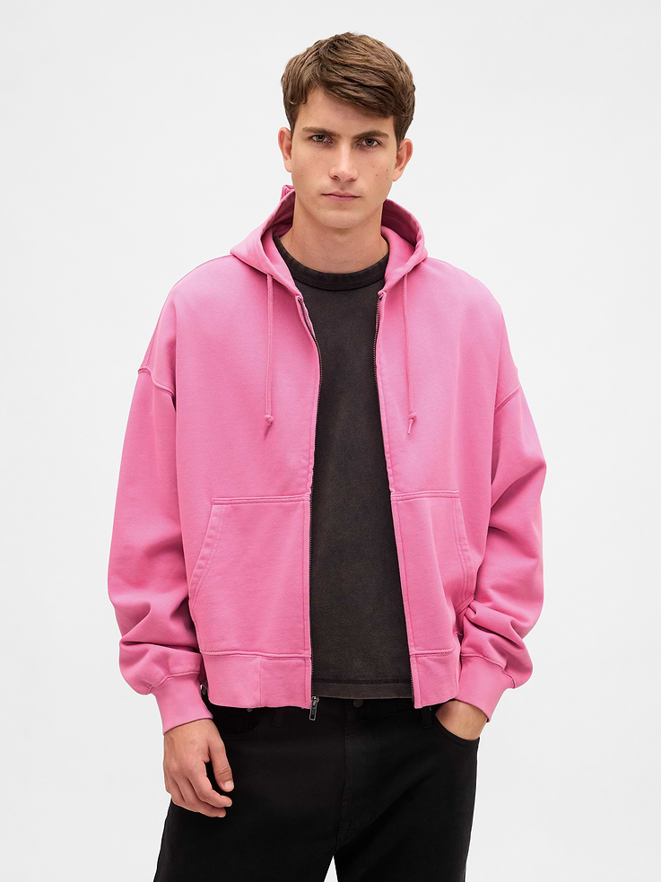 Image number 1 showing, Adult Heavyweight Oversized Crop Zip Hoodie