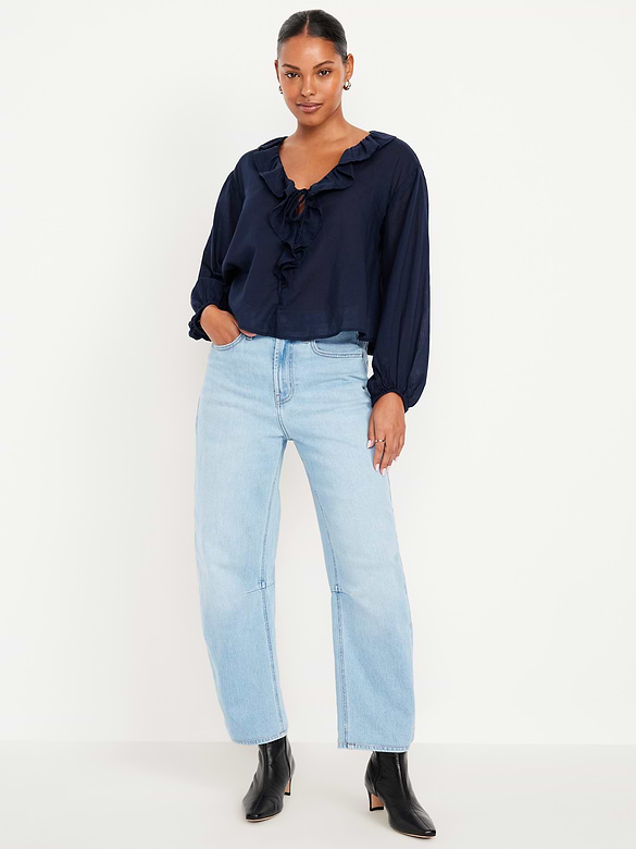 High-Waisted Wow Barrel Ankle Jeans