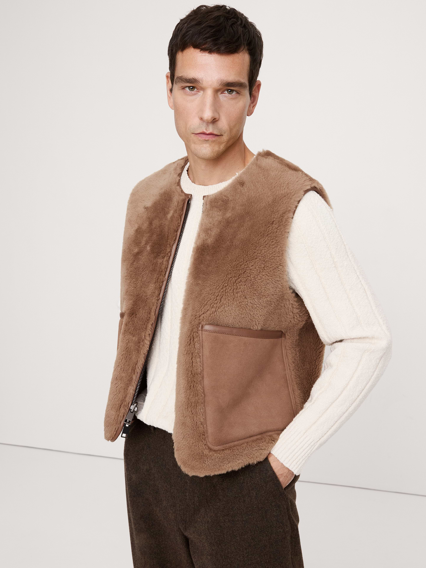 Image number 1 showing, Reversible Shearling Vest