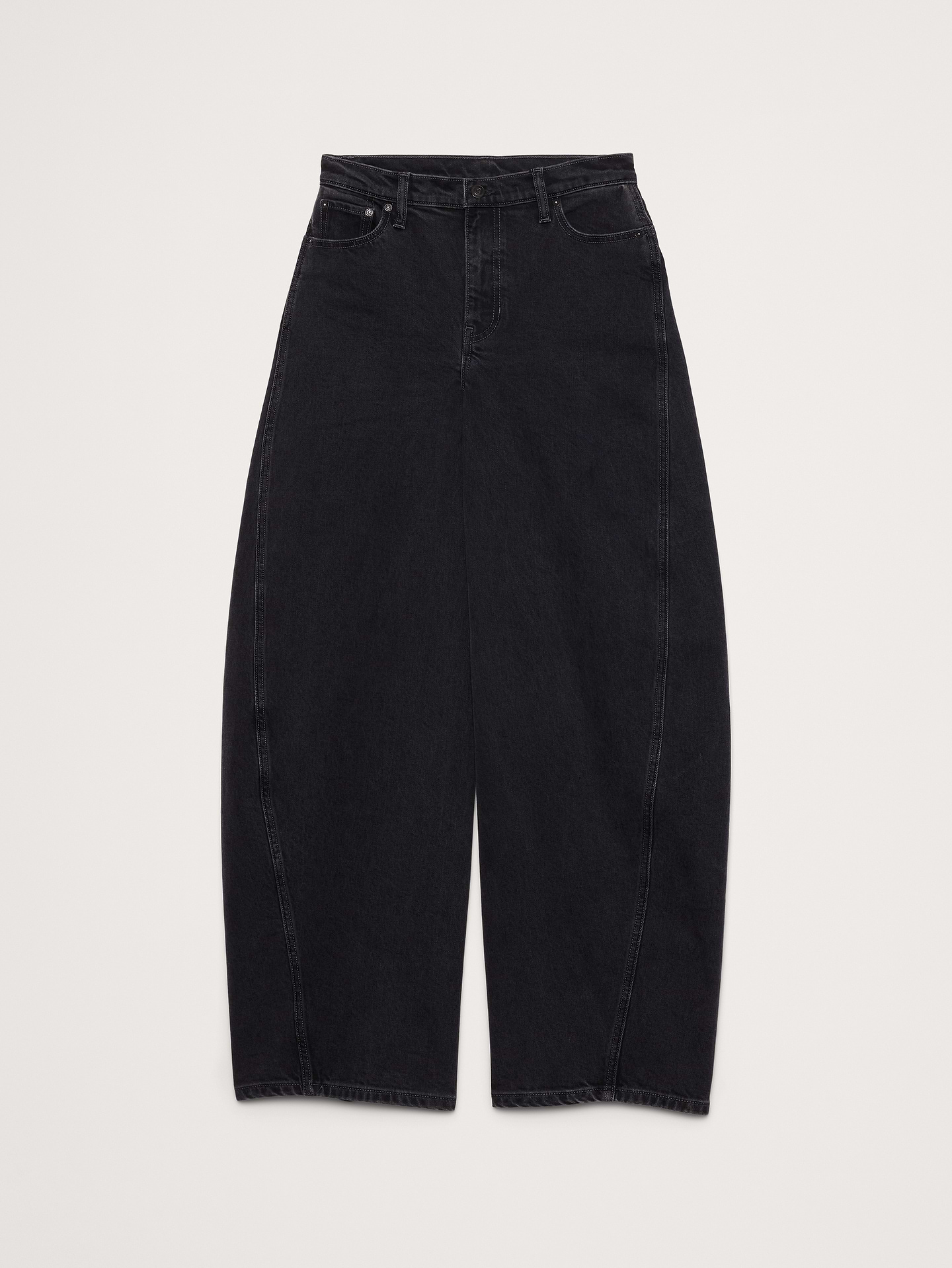 L'image numéro 6 présente Jean baril ample à taille haute