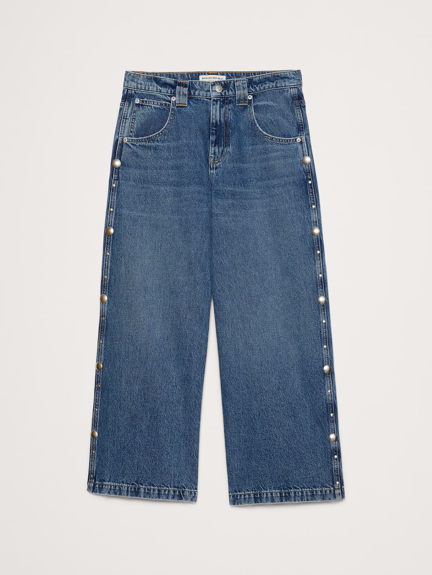 Image number 6 showing, Low-Rise Loose Studded Cropped Jean