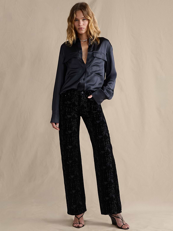 Mid-Rise 90S Loose Flocked Jean