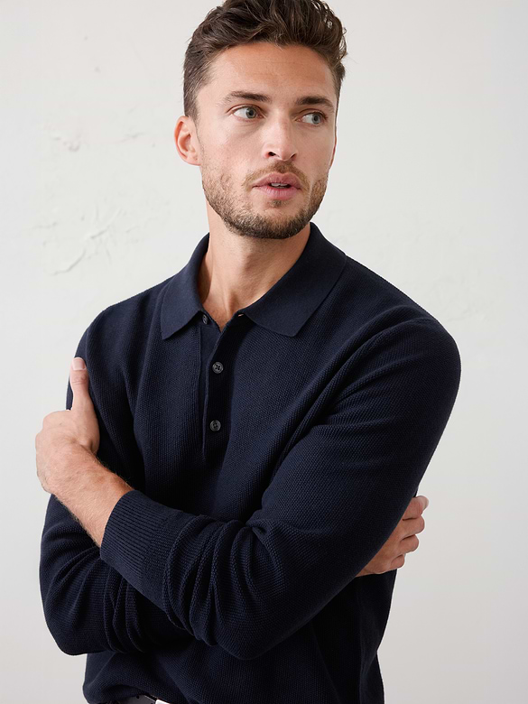 Seed Stitch Sweater Polo