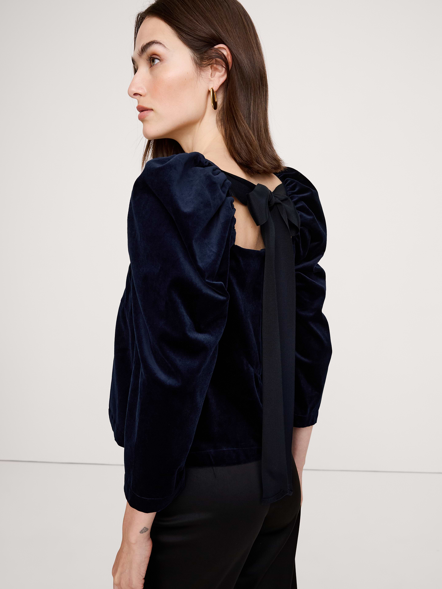 Image number 6 showing, Cotton Velvet Puff-Sleeve Top