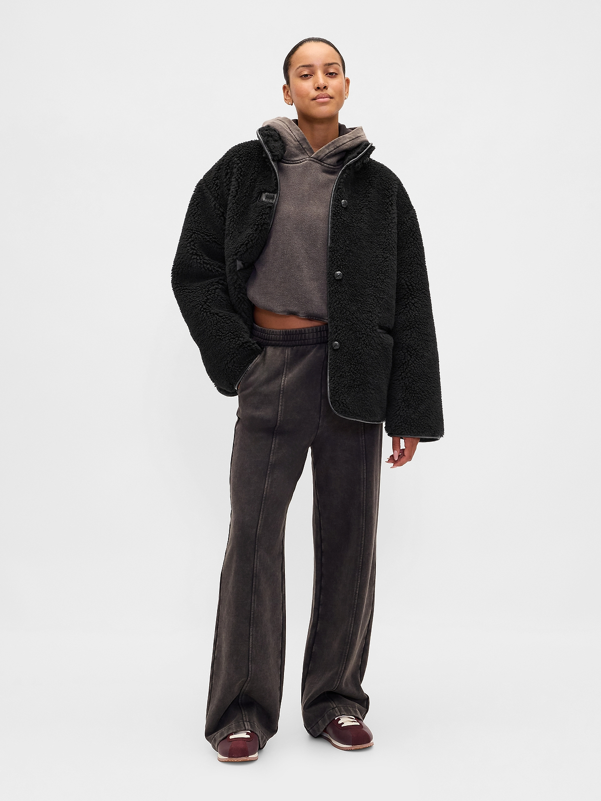 アウター Recycled Sherpa & Vegan Leather-Trim Jacket | Gap