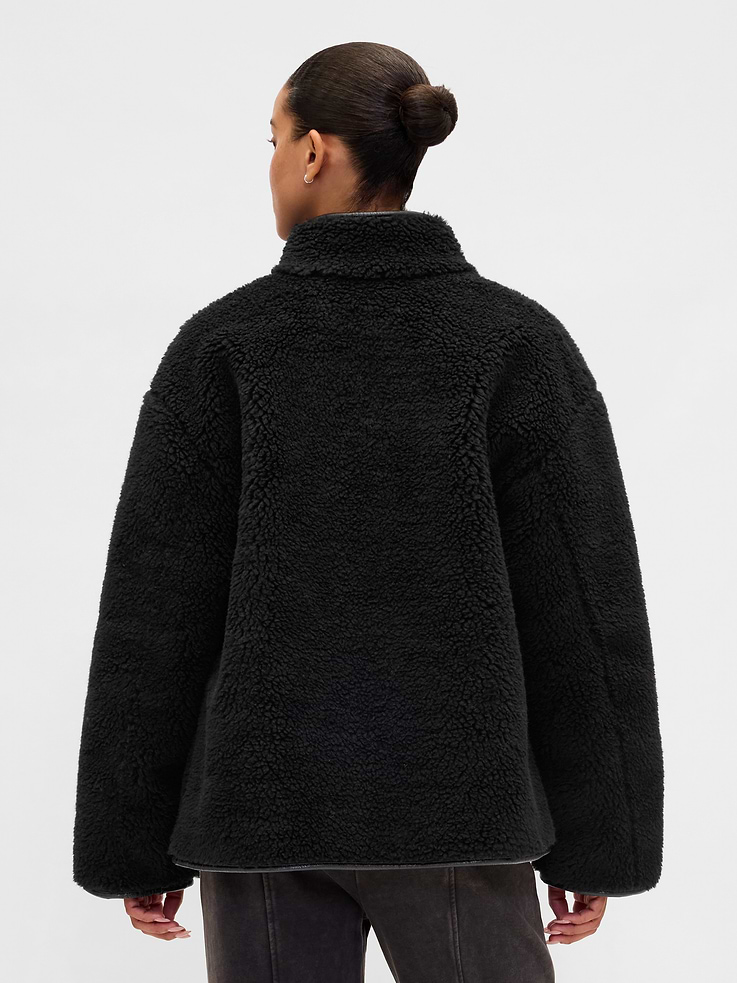 Image number 3 showing, Recycled Sherpa & Vegan Leather-Trim Jacket