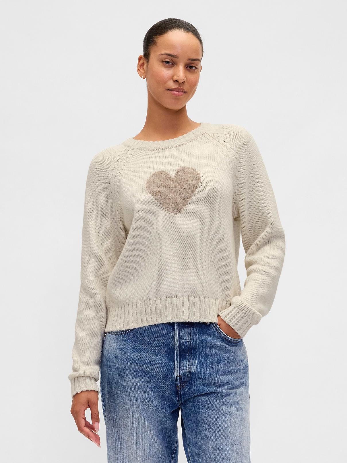 Cotton-Blend Raglan Crewneck Sweater