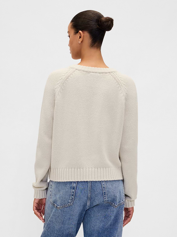 Cotton-Blend Raglan Crewneck Sweater