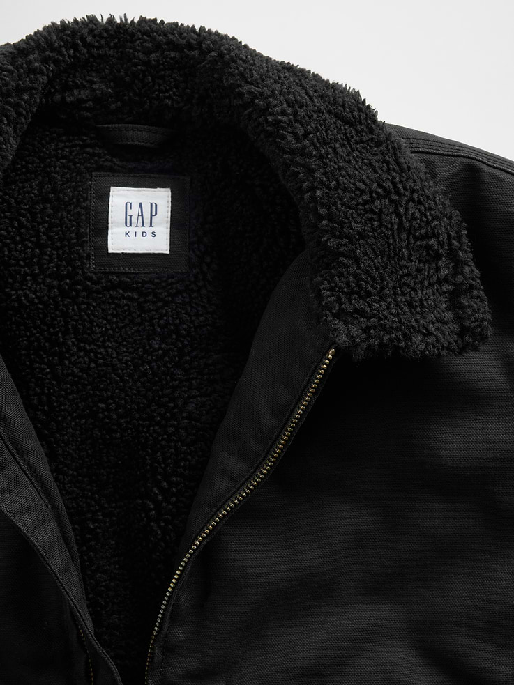 Image number 4 showing, Kids Sherpa-Lined Canvas Bomber Jacket