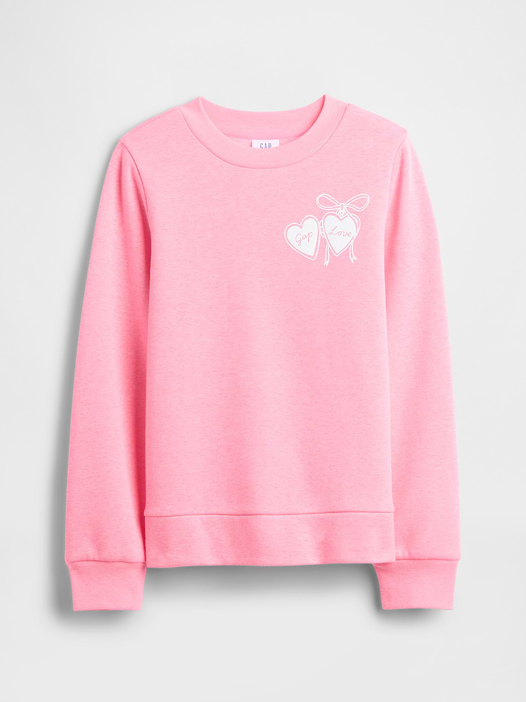 Image 1 of 3, This product is made with/contains 42% recycled polyester. Compared to virgin materials, using recycled materials helps reduce resource use and waste., Soft, comfy fleece., Long sleeves with banded cuffs., Crewneck., Assorted graphics at front., Banded hem., Note: The dye used in the crafting of this product is prone to crocking, or color transfer. Please avoid contact with light-colored fabric or upholstery., Product #835122