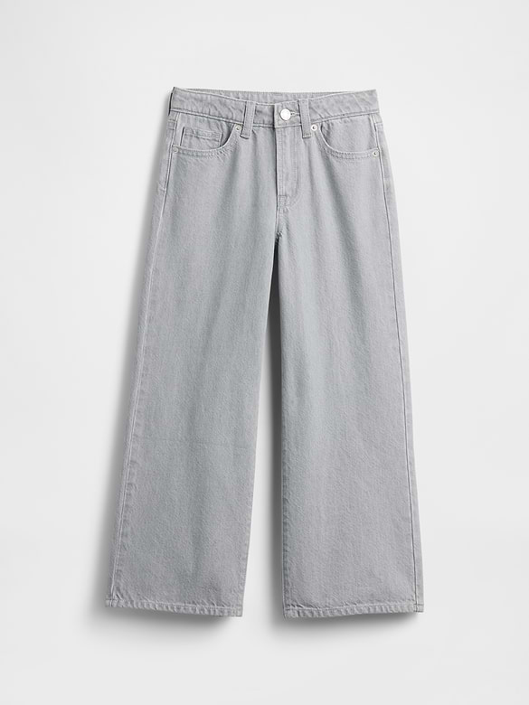 Kids High Rise Wide-Leg Ankle Jeans