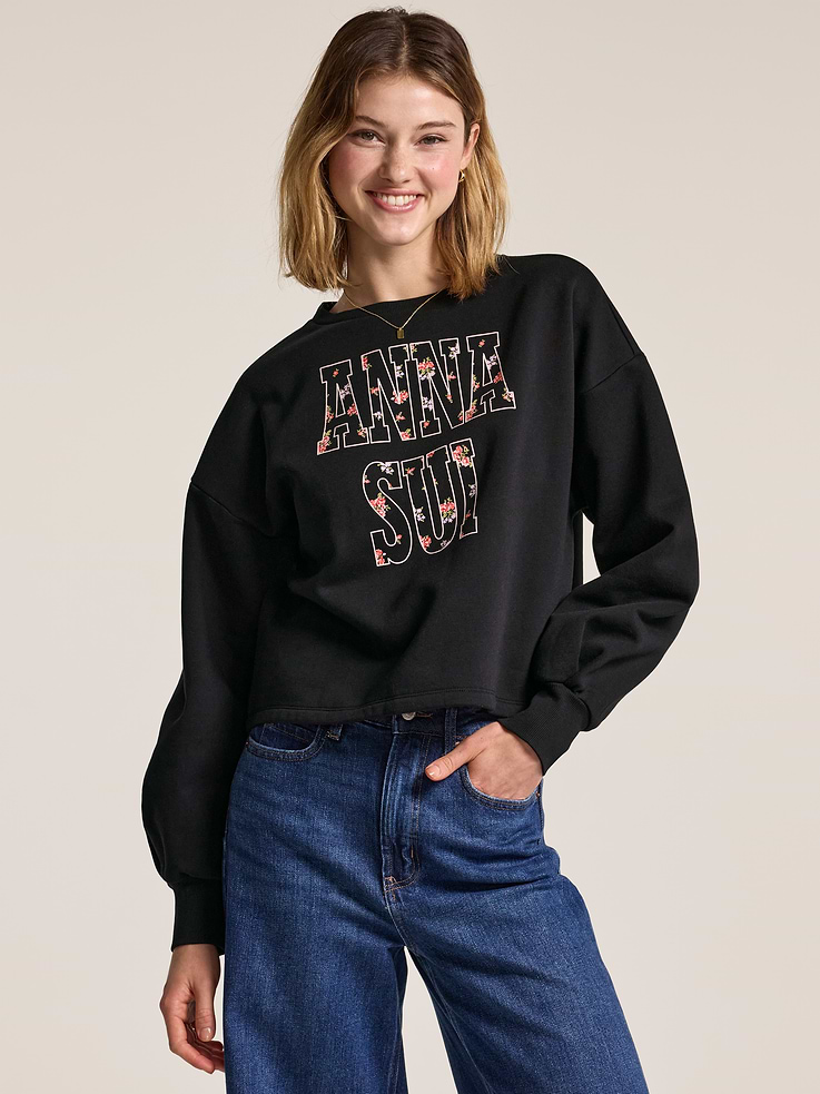 Image number 1 showing, Old Navy x Anna Sui Crew Neck Graphic Fleece Sweatshirt