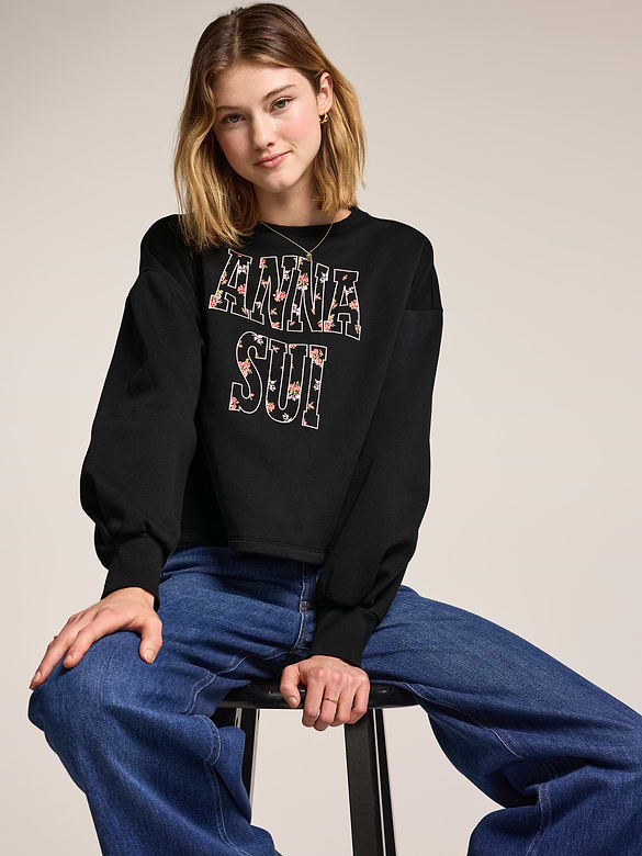 Old Navy x Anna Sui Crew Neck Graphic Fleece Sweatshirt