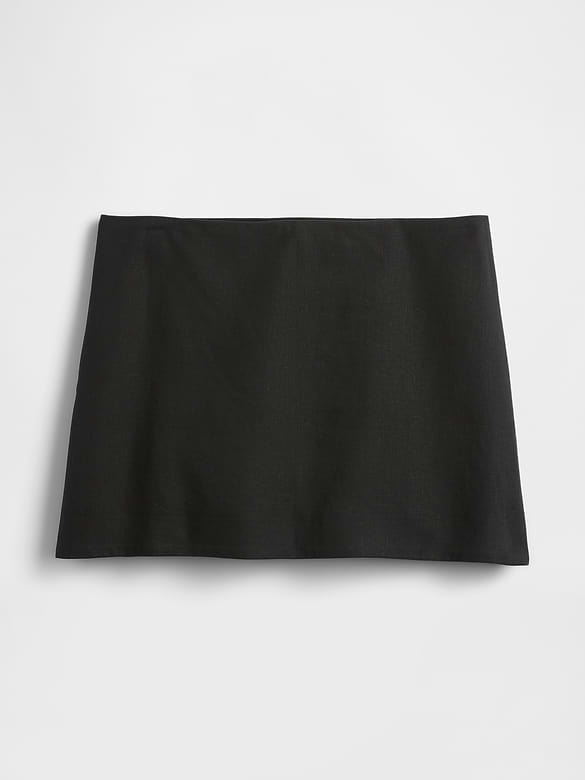 Low Rise Linen-Blend Mini Skort