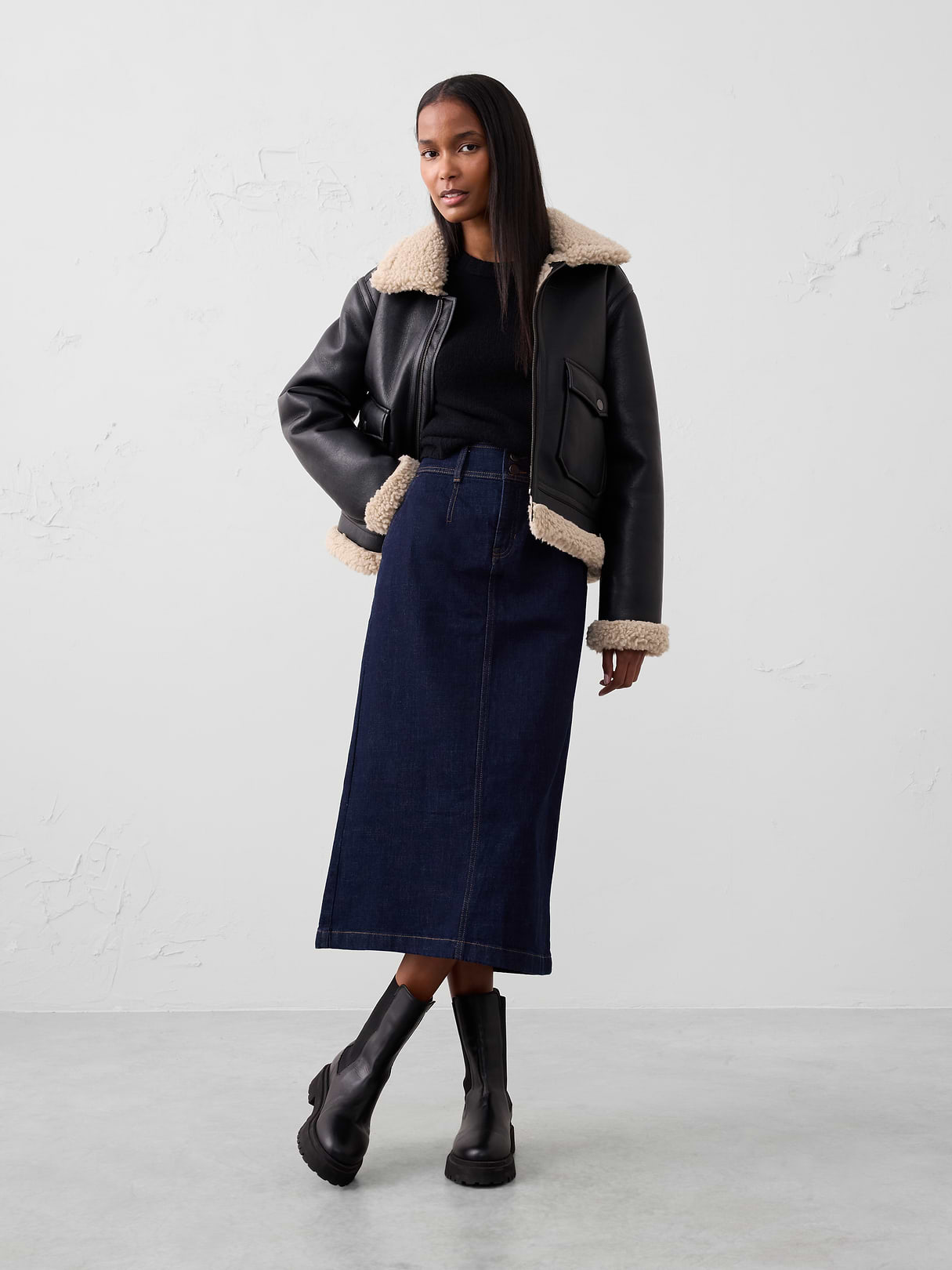 Denim Pleated Maxi Skirt | Banana Republic Factory