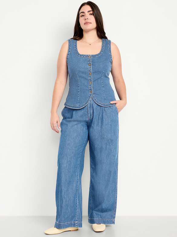 High-Waisted Taylor Trouser Wide-Leg Pants