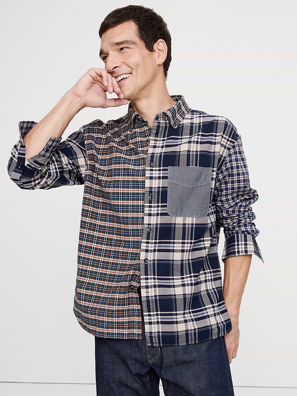 Relaxed-Fit Patchwork Oxford Shirt