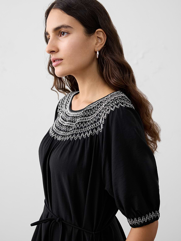 3/4 Sleeve Embroidered Dress