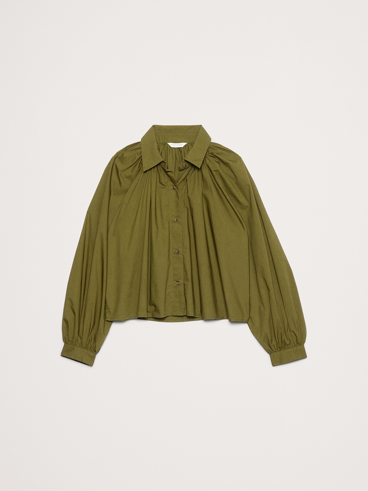 Cotton Poplin Balloon-Sleeve Shirt | Banana Republic