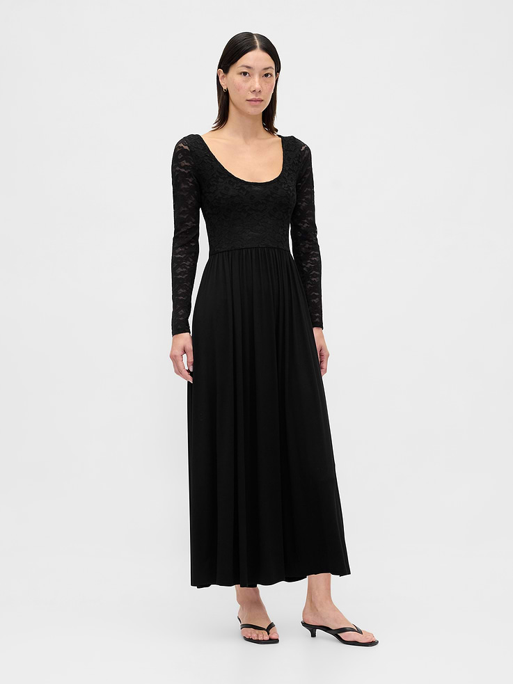 Image number 1 showing, Mixed Media Maxi Dress