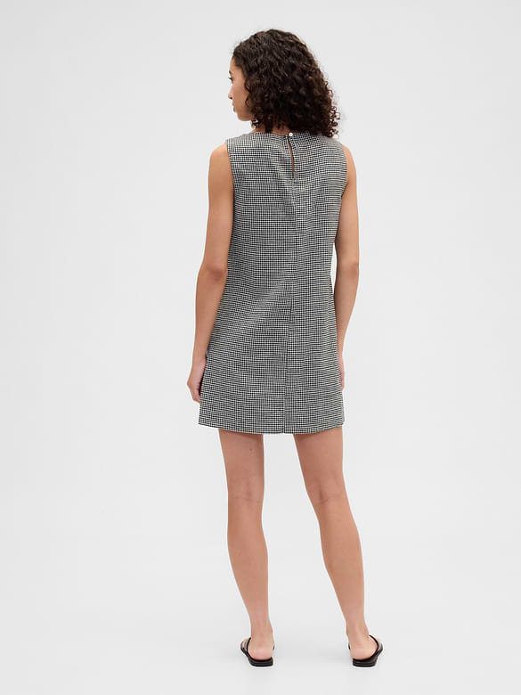 Linen-Blend Apron Mini Dress