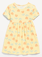 Image number 1 showing, Short-Sleeve Ribbed Graphic Dress for Toddler Girls