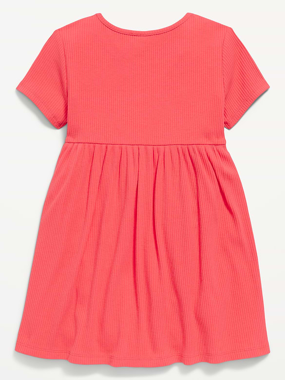 Robe côtelée à manches courtes et à imprimé pour toute-petite fille