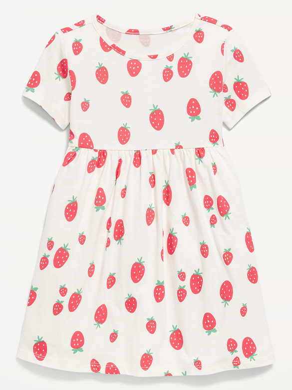 Printed Short-Sleeve Jersey-Knit Dress for Toddler Girls