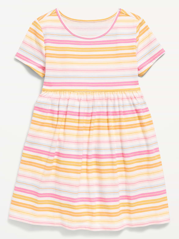 Printed Short-Sleeve Jersey-Knit Dress for Toddler Girls