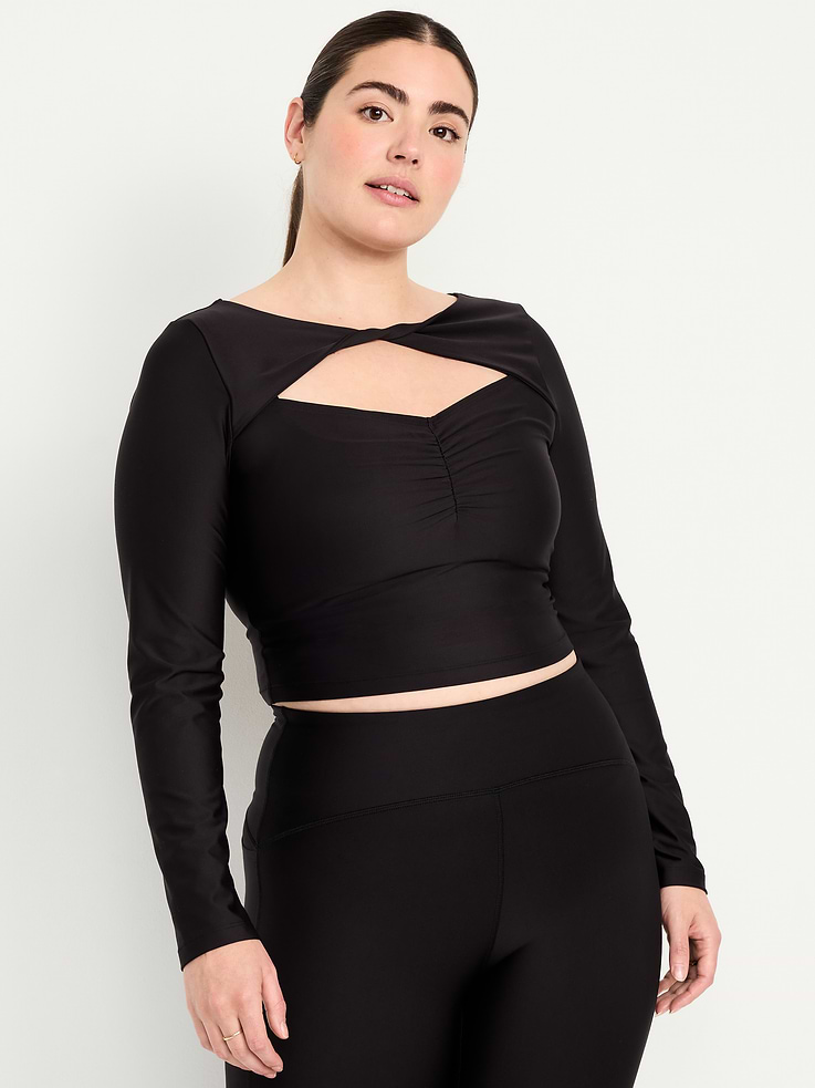 Image 5 of 8, PowerSoft Long-Sleeve Cut-Out Top