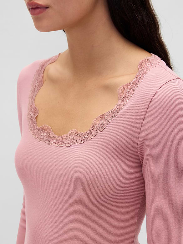 Mini Rib Lace-Trim PJ Top