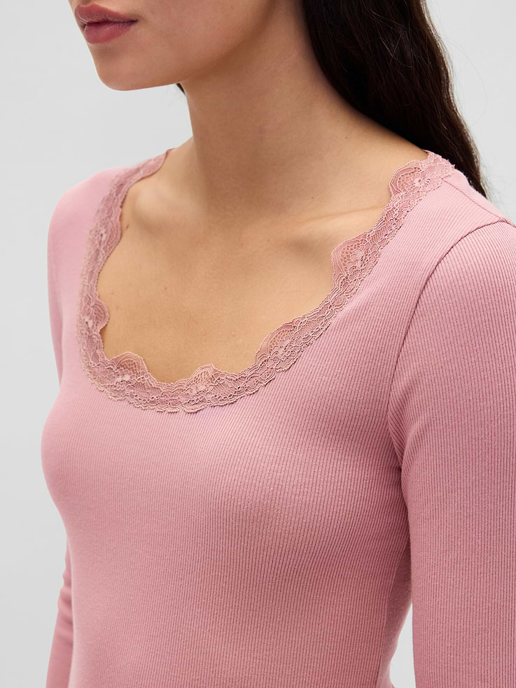 Image number 4 showing, Mini Rib Lace-Trim PJ Top