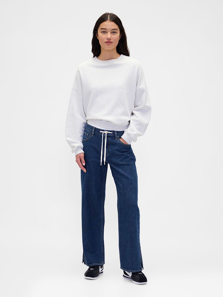 Image number 1 showing, Low Rise Drawcord '90s Loose Jeans