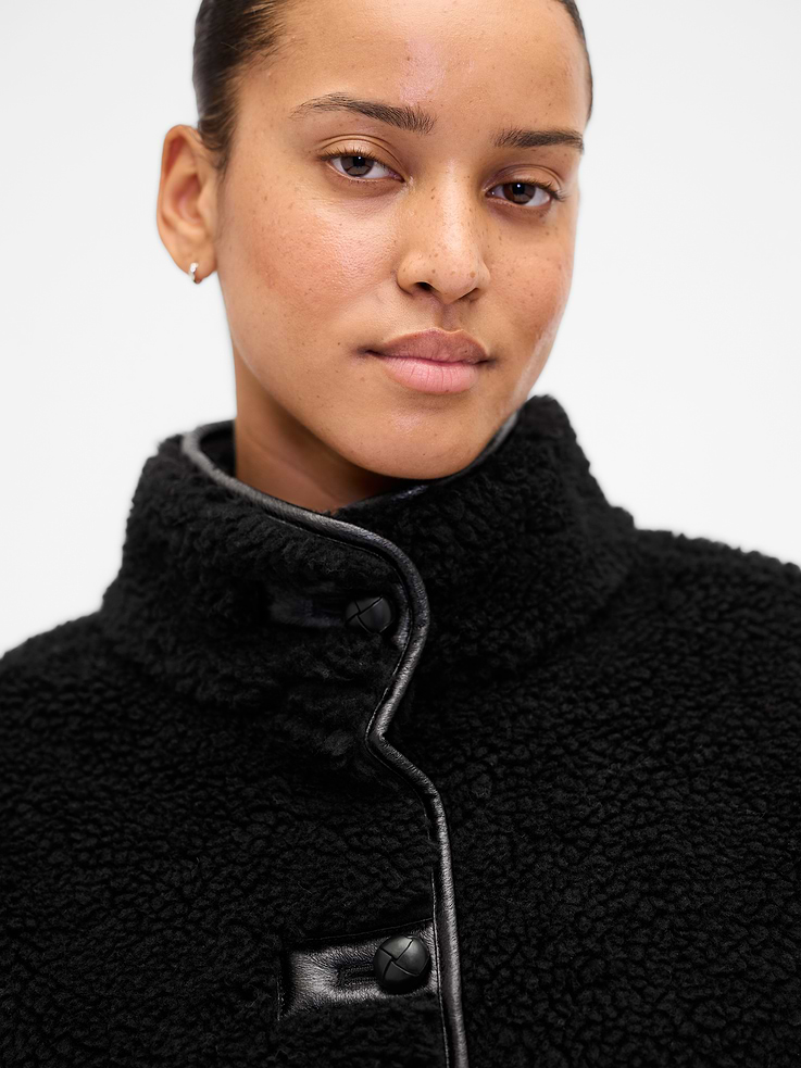 Image number 4 showing, Recycled Sherpa & Vegan Leather-Trim Jacket