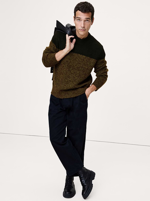 Alpaca-Wool Blend Color-Blocked Sweater