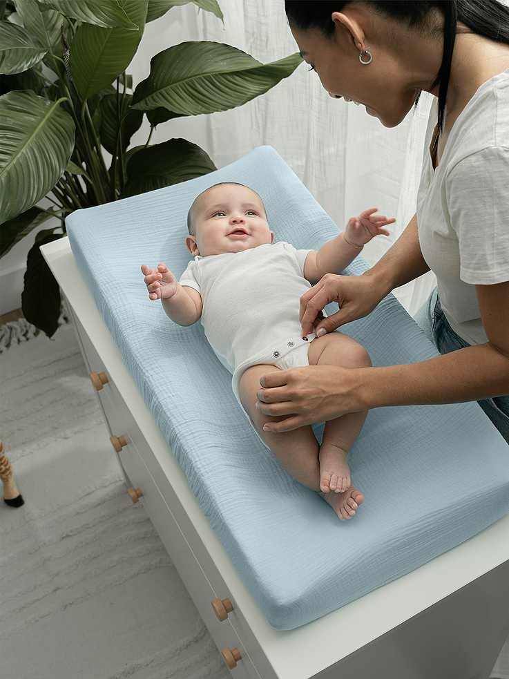 Image 2 of 5, Comfy Cubs Muslin Fitted Changing Pad Cover
