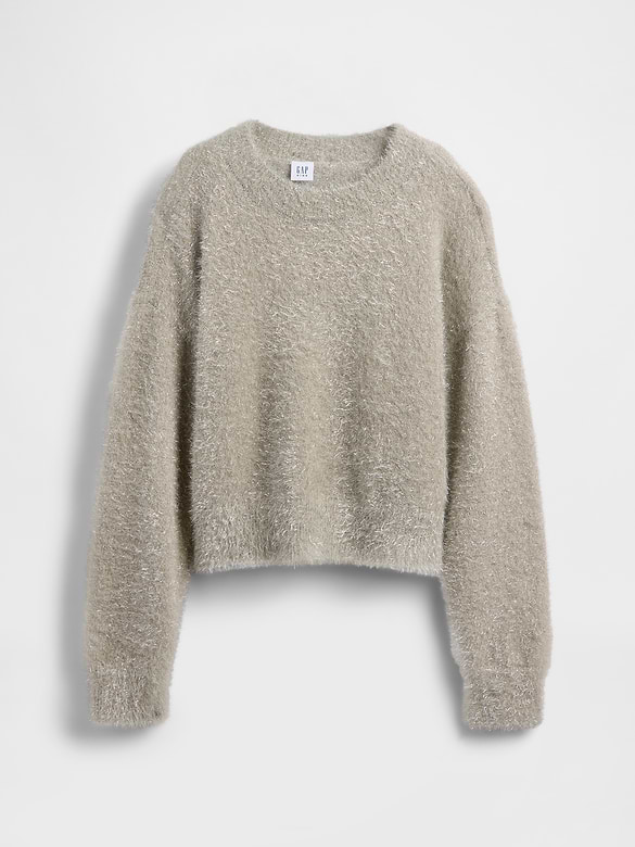 Kids Metallic Eyelash Crewneck Sweater