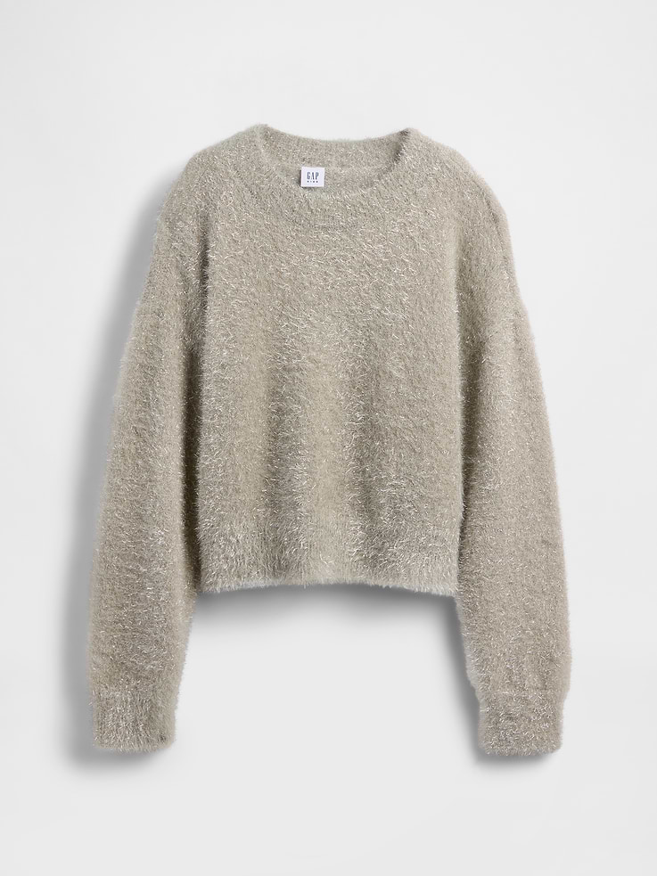Image number 2 showing, Kids Metallic Eyelash Crewneck Sweater
