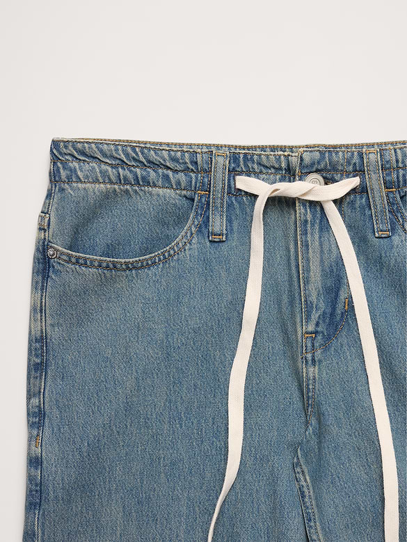Mid-Rise Wide-Leg Drawstring Jean