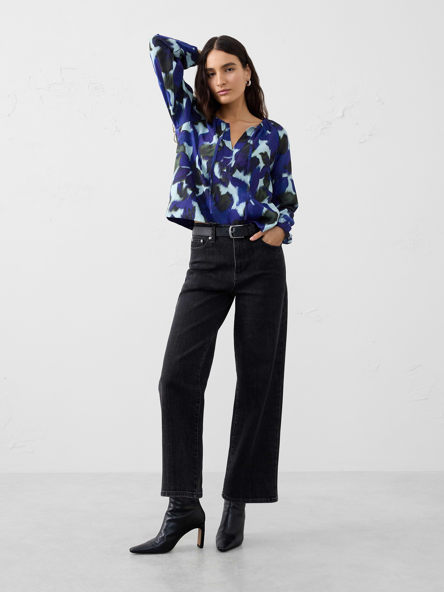 Image number 1 showing, Twill Shirred Popover Shirt