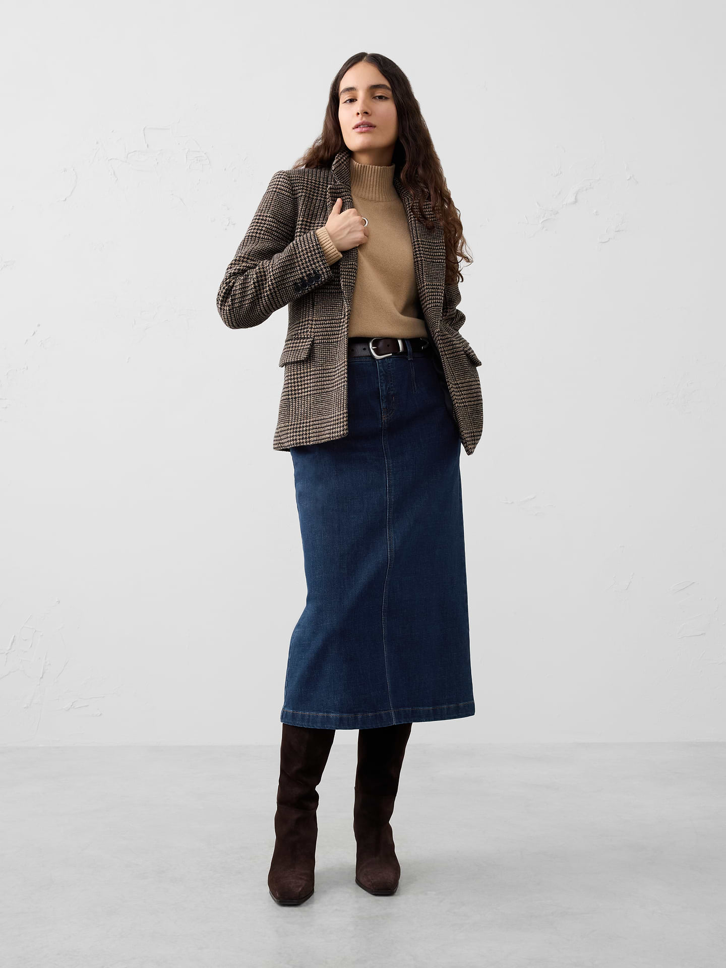 Image number 1 showing, Denim Pleated Maxi Skirt