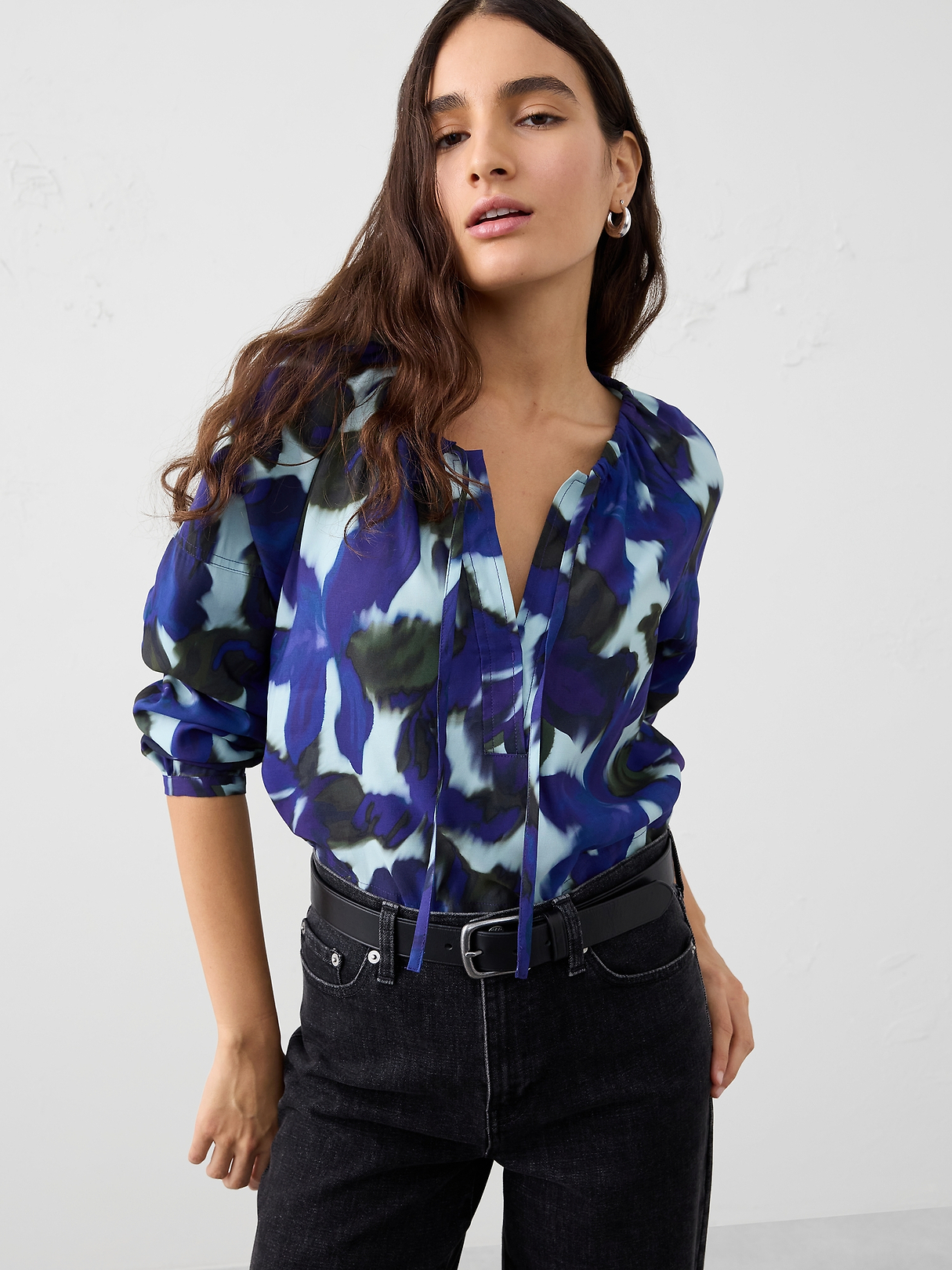 Twill Shirred Popover Shirt | Banana Republic Factory