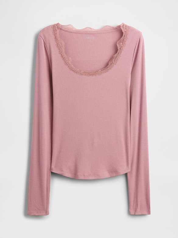 Mini Rib Lace-Trim PJ Top