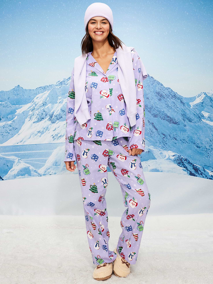 Image number 1 showing, Printed Flannel Pajama Pant Set for Women