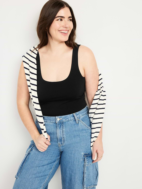 Double-Layer Scoop-Neck Bodysuit