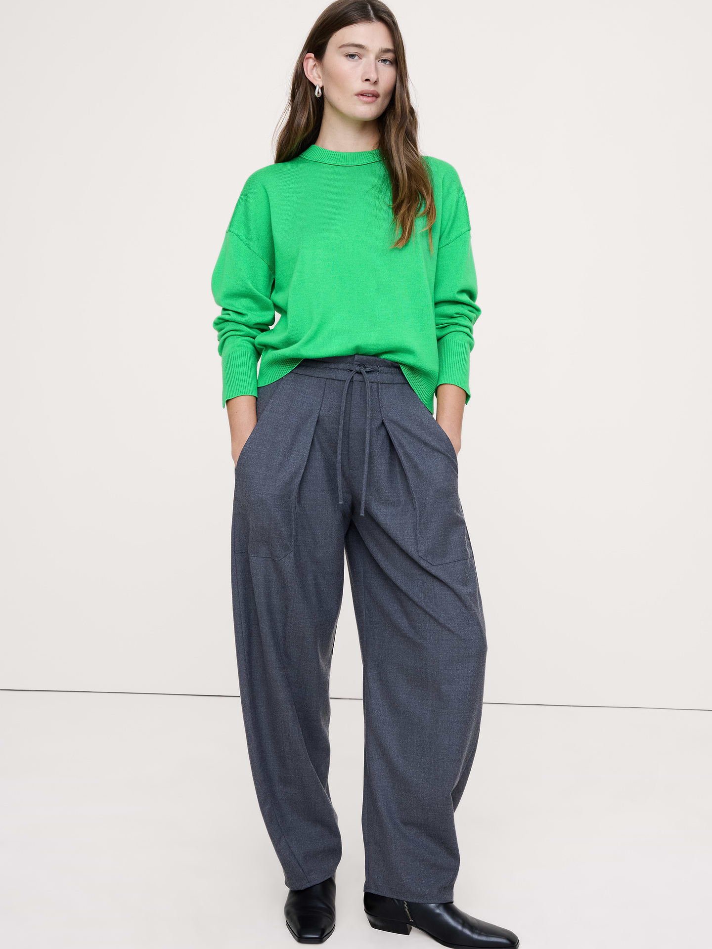 Image number 1 showing, Oversized Merino Crew-Neck Sweater