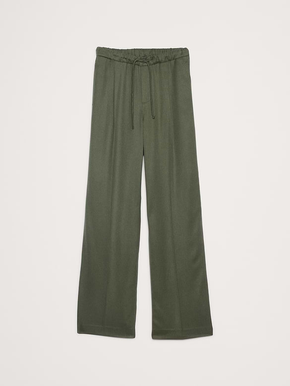 Pantalon drapé à taille haute extensible et jambe large en TENCEL™